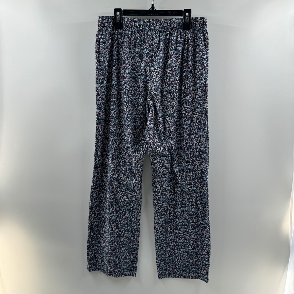 Lands’ End Floral Pajama Pants Blue Maroon Drawstring Lounge Size Small - Picture 6 of 7